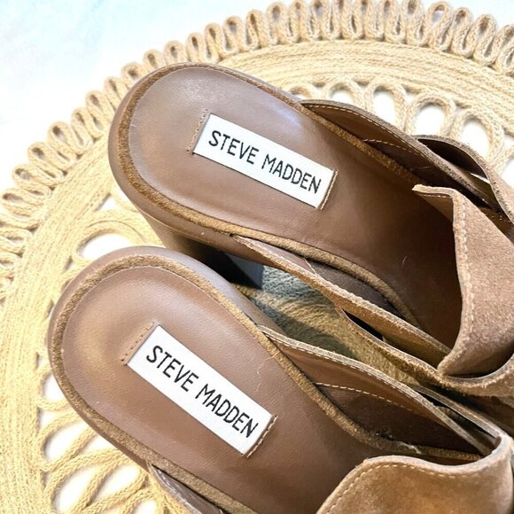 Steve Madden Fraim Brown Suede Heeled Closed Toe Loafer Size 9.5 - Picture 6 of 12